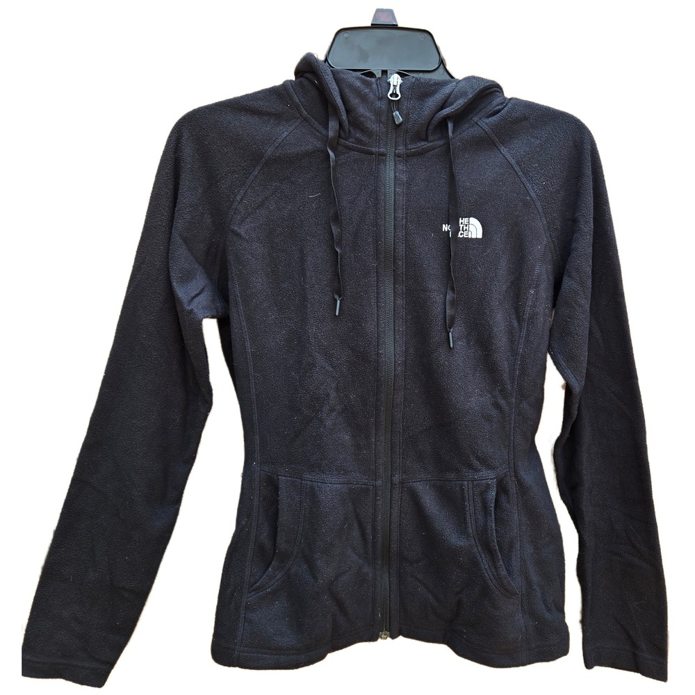 The North Face Womens Black TKA 100 Full‎ Zip Fleece Hoodie Jacket MM 939225